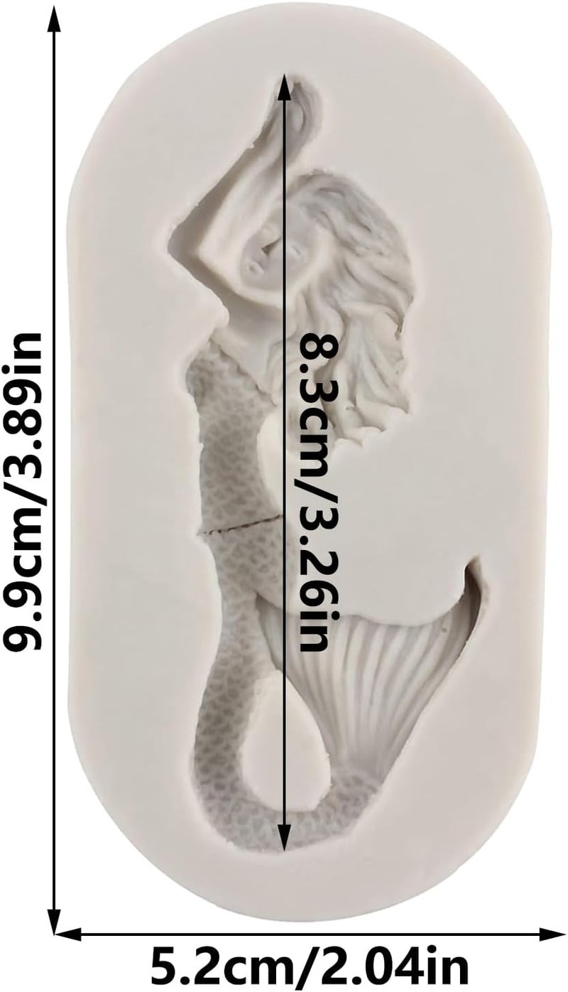 TAOXIBEI Mermaid Silicone Mold Mermaid Polymer Clay Molds for DIY Crafts Epoxy Resin Casting Air Dry Polymer Clay Plaster Jewelry Making - Image 2